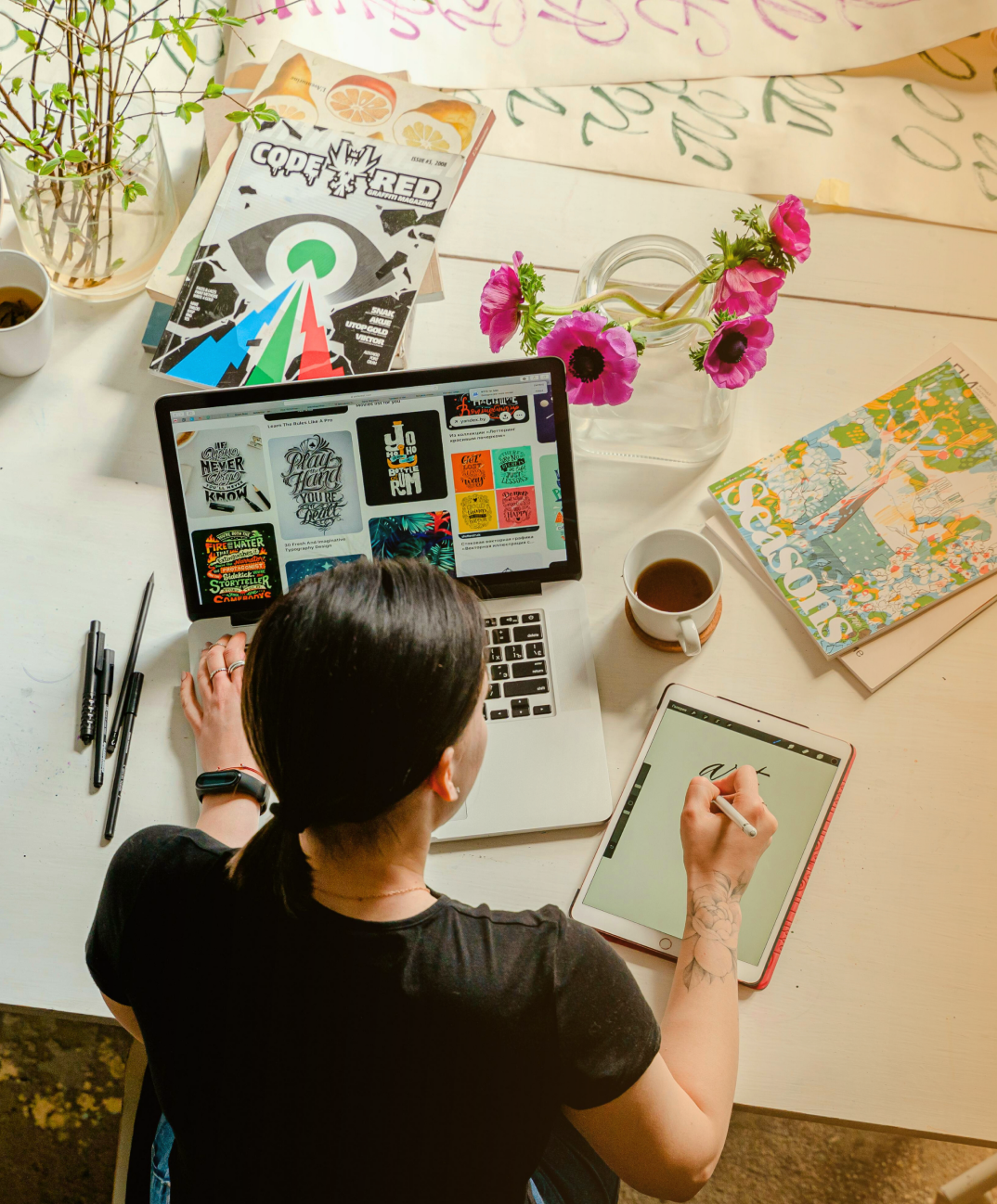 Laptop showing design work